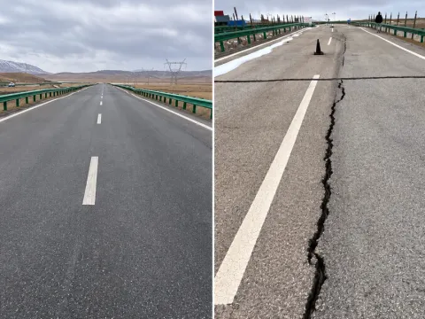 Yolların altındaki donmuş toprak çözülmeye başladı - fotoğraf 1