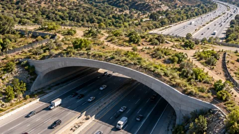 10 şeritli otoyolun üzerine dev köprü inşa edildi: Ne araçlar ne de insanlar kullanacak