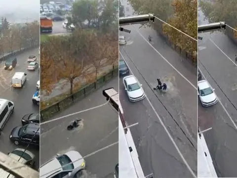 Esenyurt'ta sel: Suya kapılan kadın son anda kurtarıldı - fotoğraf 1