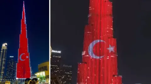 29 Ekim'de dünyanın en yüksek binasında Türk bayrağı yansıtıldı