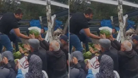 8 ton karpuzu bedava dağıttı! Altından bambaşka bir sebep çıktı