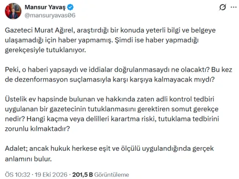 Mansur Yavaş'tan Murat Ağırel'in tutuklanmasına tepki: Somut gerekçe nedir? - fotoğraf 1