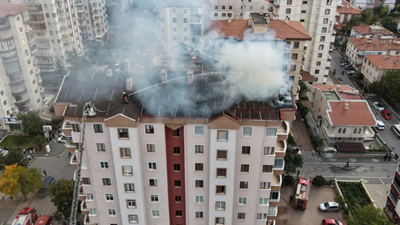 9 katlı binada yangın paniği
