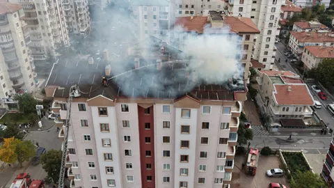 9 katlı binada yangın paniği