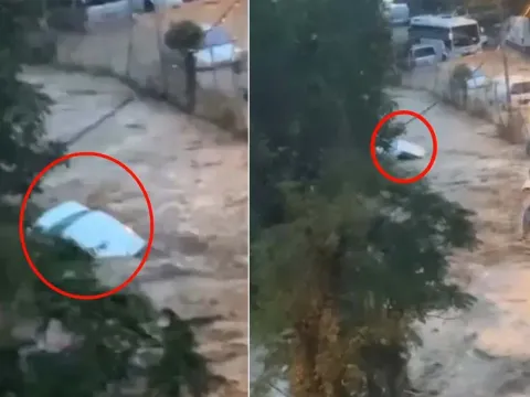 Sarıyer'de sel sularında aracı böyle sürüklenmiş. "İçinde adam var" - fotoğraf 1