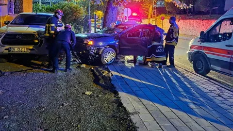 Ağaca çarpan otomobildeki 2 kardeşten biri hayatını kaybetti