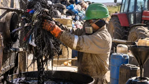 Akaryakıt fiyatları artınca çöpleri yakıta dönüştürdü: Günde 150 litre üretiyor