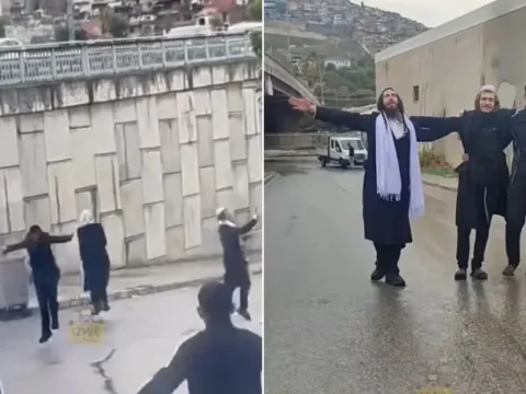 İlginç görüntüler İzmir'den! Ortodoks Yahudi grubun dansı gündem oldu - fotoğraf 1