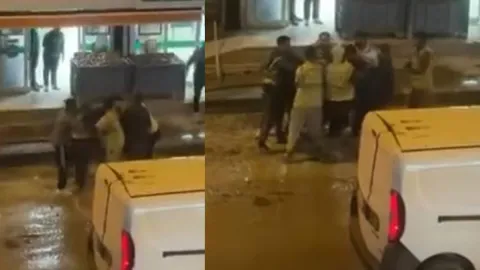 Ankara'da kaldırım işçileri birbirine girdi