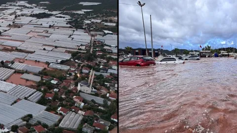 Antalya’da sağanak felaketi: Araçlar sürüklendi, seralar zarar gördü