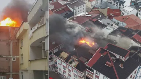 Arnavutköy'de 5 katlı binada yangın