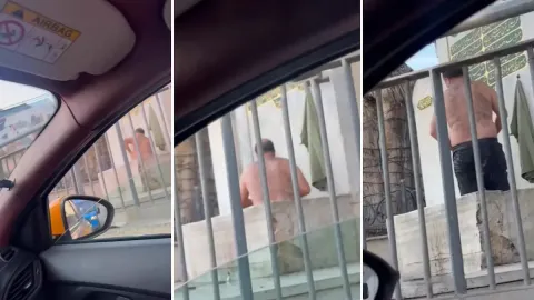 Bağdat Caddesi'nde şaşkına çeviren görüntüler! Çeşme suyuyla duş aldı