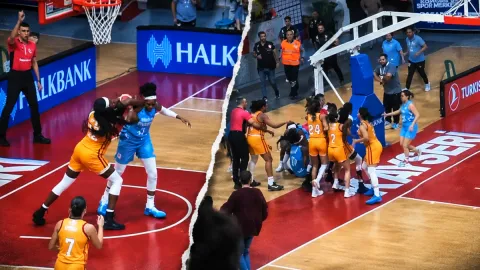 Basketbol maçında ortalık karıştı: Kadınlar saç baş birbirine girdi