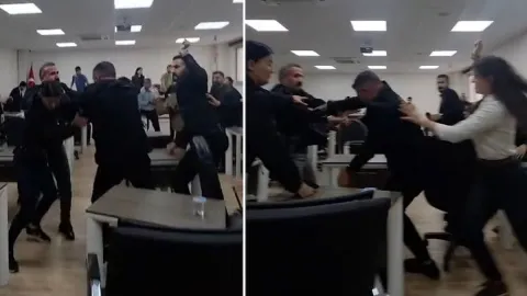 Belediyenin meclisi boks ringine dönüştü! Kadınlar da katıldı
