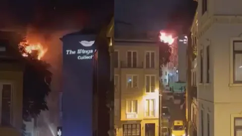 Beyoğlu'nda 6 katlı binada çıkan yangın söndürüldü