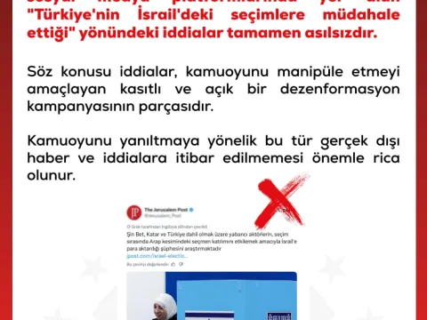 DMM, 'Türkiye'nin İsrail'deki seçimlere müdahale ettiği' iddialarını yalanladı - fotoğraf 1