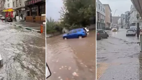 Bursa'da sağanak hayatı felç etti: Yollar göle döndü, iş yerlerini su bastı