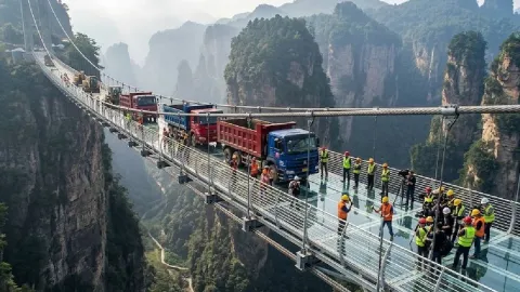 Camdan köprü yapıp iki yakayı birleştirdiler