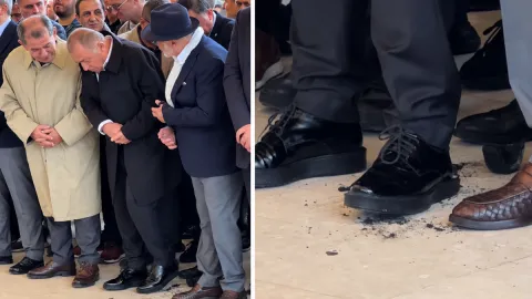 Cenaze namazında Terim'in zor anları