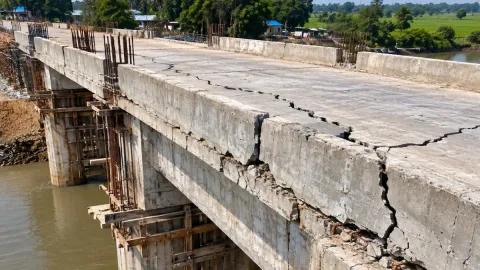 Daha açılışı bile yapılmayan köprü çatlamaya başladı