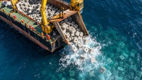 Denizin dibine 75 bin beton küp bırakıldı