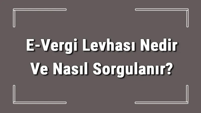 E-Vergi Levhası Nedir Ve Nasıl Sorgulanır?