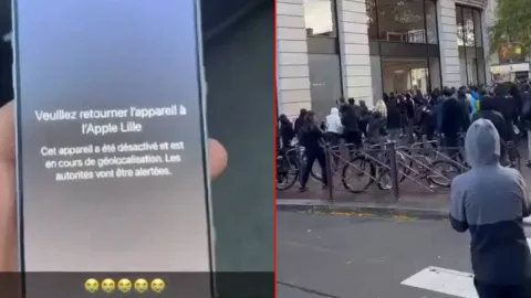 Fransa’da dükkanlardan çalınan iPhone’ların ekranında bu mesaj çıktı