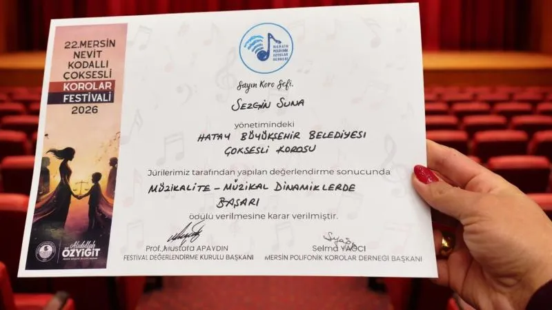 HATAY BÜYÜKŞEHİR BELEDİYESİ ÇOK SESLİ KOROSU’NA ÖDÜL