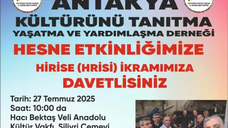 HATAYLILARIN HASNE ETKİNLİĞİ 27 TEMMUZ'DA