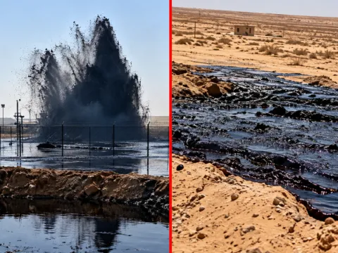 Petrol kuyusu kontrolden çıktı: Metrelerce yükseğe fışkıran petrol durdurulamıyor - fotoğraf 1