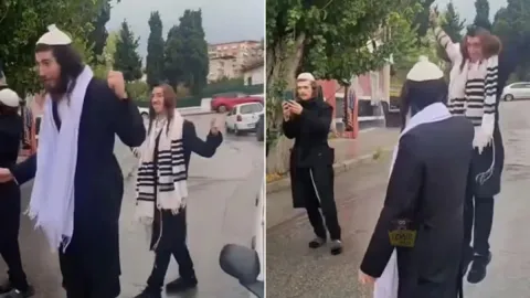 İlginç görüntüler İzmir'den! Ortodoks Yahudi grubun dansı gündem oldu