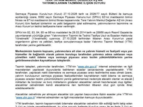Yatırımcı Tazmin Merkezi'nden Tera Yatırım açıklaması - fotoğraf 2