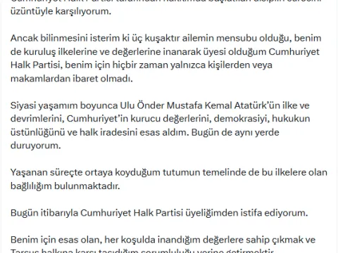 Bir belediye başkanı daha CHP’den istifa etti: Kesin ihraç talebiyle disipline sevk edilmişti - fotoğraf 1