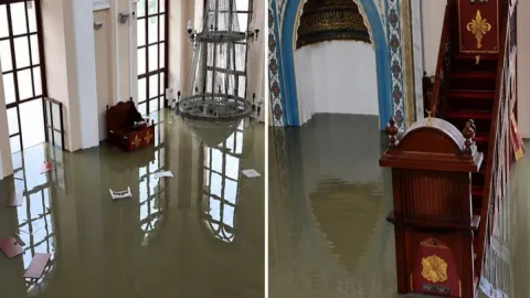 Kağıthane Deresi taştı, tarihi Sadabat Camisi sular altında kaldı