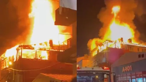 Kağıthane'de 3 katlı binada yangın çıktı
