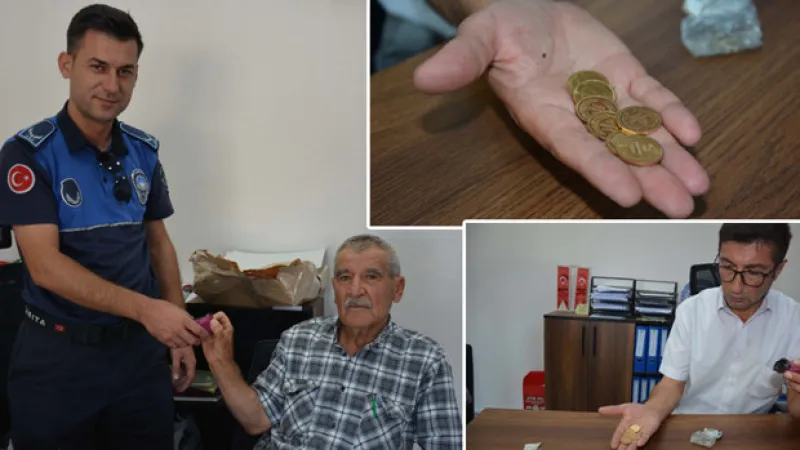 Kıbrıs gazisi, çarşıda bulduğu poşet içindeki altınları zabıtaya teslim etti
