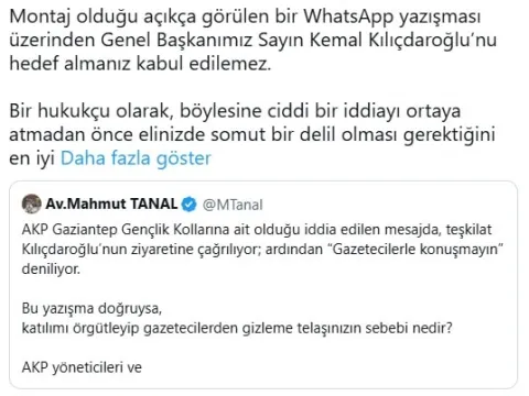 Tanal'ın Kılıçdaroğlu iddiası siyaseti karıştırdı: CHP'den jet yanıt - fotoğraf 1