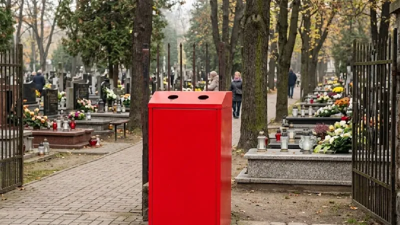 Mezarlıklara kırmızı çöp konteynerleri konulmaya başlandı