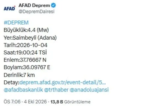 Adana sallanmaya devam ediyor! Bir deprem daha - fotoğraf 1