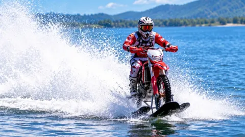 Motosikletle suyun üzerinde 40 kilometre yol gitti