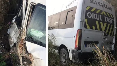 Okul servisi şarampole yuvarlandı: 5'i öğrenci, 6 yaralı