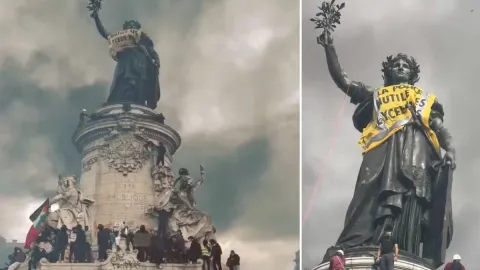 Paris'te tarihi eserleri, dükkanları yaktılar: İşte o görüntüler
