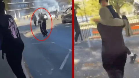 Protestoya katılan genci annesi evire çevire dövdü