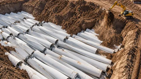 Rüzgar türbinlerini toprağa gömmeye başladılar: 1124 tanesi tek tek gömüldü
