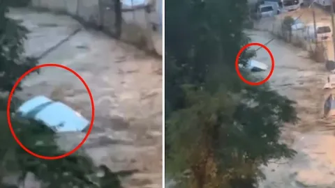 Selde kaybolan vatandaşın aracının görüntüleri ortaya çıktı: Sel suları böyle sürüklemiş