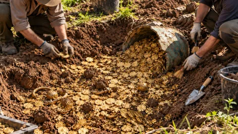 Solucan aramak için toprağı kazdılar, 24 bin sikke buldular