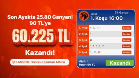 Son Ayakta 25.80 Ganyan! 90 TL’ye 60.225 TL Kazandı! İşte Misli’de Günün Kazanan Altılısı…