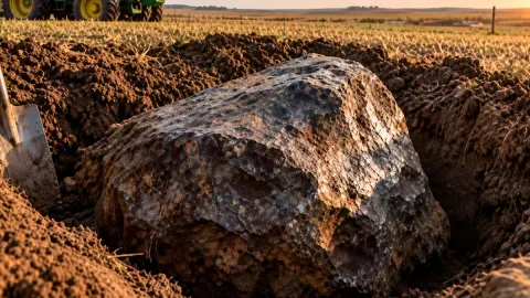 Tarlanın ortasında 649 kiloluk hazine buldu