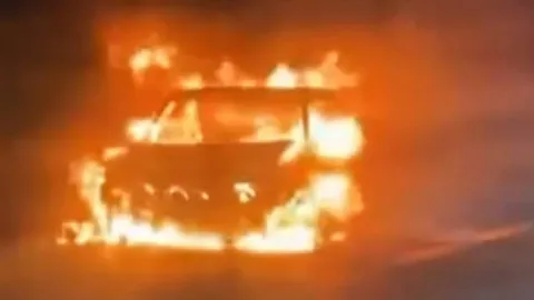 TEM'de otomobil alev alev yandı