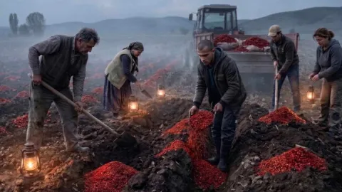 Toprağa 15 ton acı pul biber dökmeye başladılar